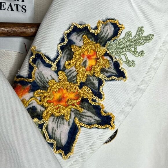 Anthropologie History Repeats Embroidered Military Kubo Jacket White Boho 38 XS - Picture 6 of 12